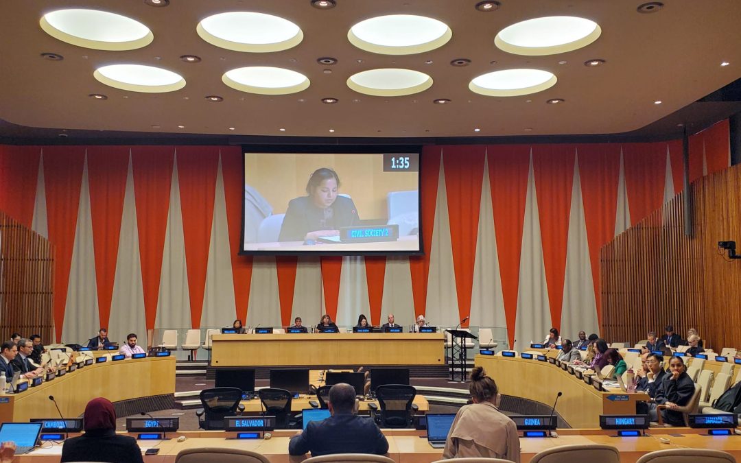 QUNO New York delivers a statement at the UN on civil society engagement and SDG 16